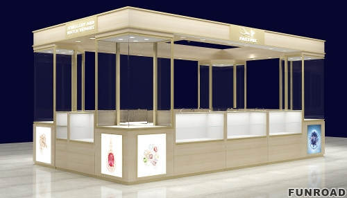 Modern Luxury Glass Vitrine Jewelry Showcase Popular Acrylic Metal MDF Plywood Display Cabinet with LED Light for Mall Kiosk