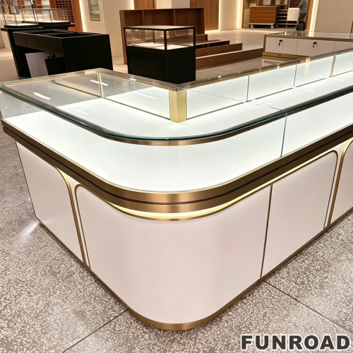 Stainless Steel Jewelry Display Showcase Stylish Jewellery Shop Display Jewelry Glass Display Cabinet for Retail Shop