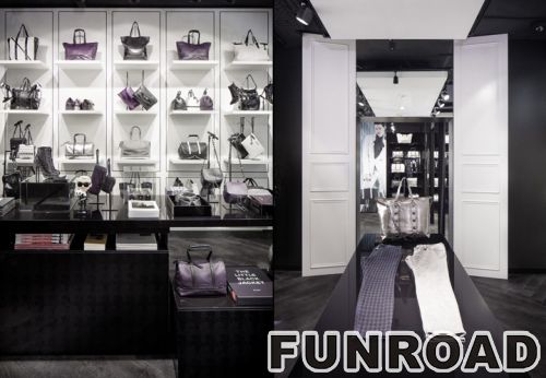 Custom shopping mall display stand, mall center handbag tower slatwall display