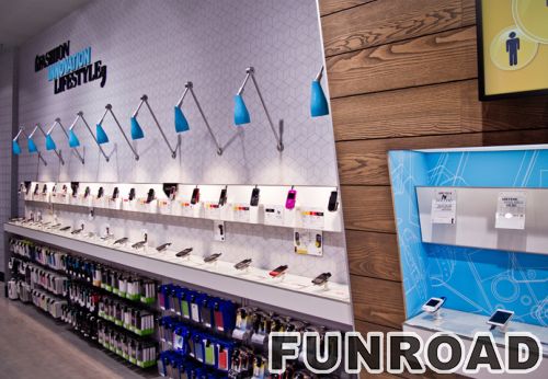 Hi-store Upscale metallic clear glass cellphone store display showcase