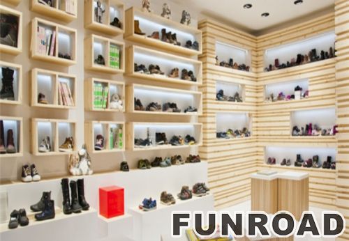 Wooden Custom Shoes Display Rack for New Brand Store Decor