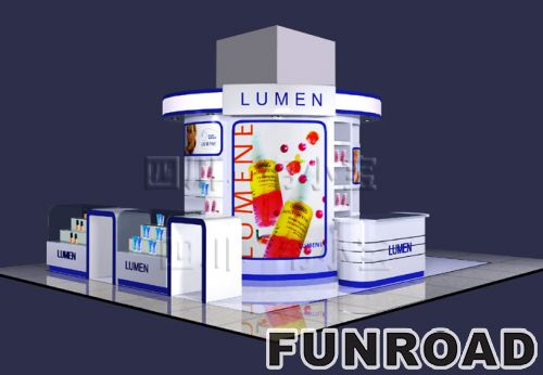 Retail Shopping Mall Display Kiosk with Glass Cabinet
