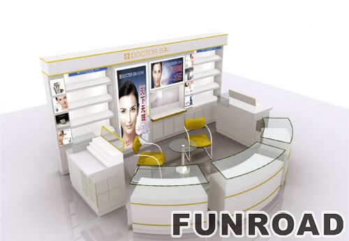 Retail Shopping Mall Display Kiosk with Glass Cabinet