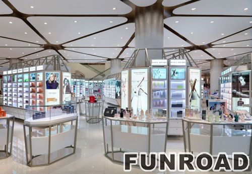 Famous brand makeup kiosk display cabinets glass countertop display