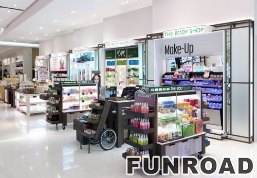 Famous brand makeup kiosk display cabinets glass countertop display