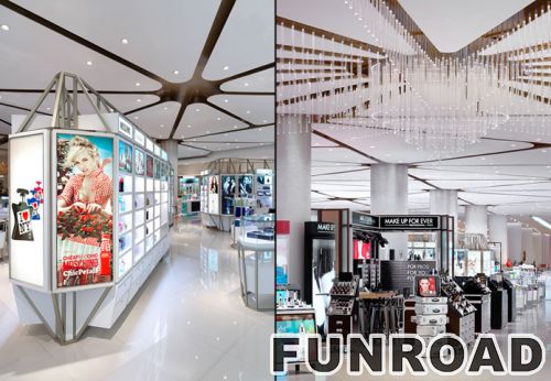 Famous brand makeup kiosk display cabinets glass countertop display