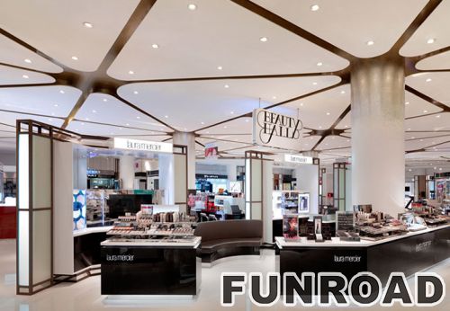 Famous brand makeup kiosk display cabinets glass countertop display