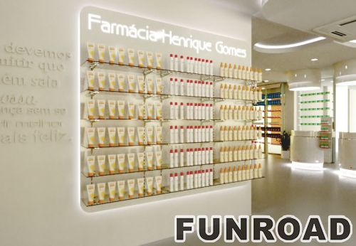 Retail Wooden Display Showcase for Drugstore Interior Design