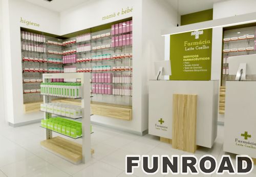 Brand chain store pharmacy wood material display cabinets