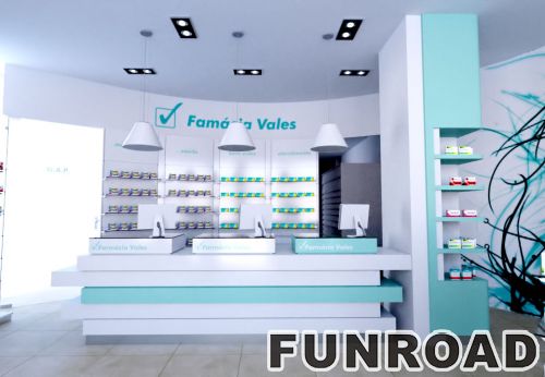 Wooden Wall-mounted Pharmacy Showcase for Drug Store Decor