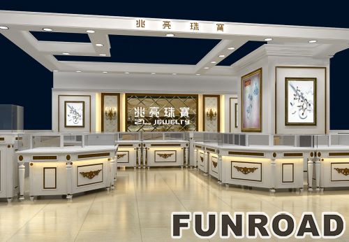 High-end Wooden Jewelry Display Kiosk for Brand Store Design