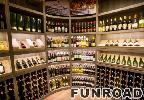 Retail champagne shop counter designs for wine chain store interior decoration