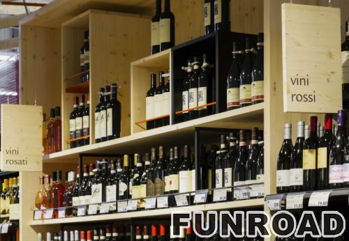 Modern wine retail shop interior design with wine bar wooden commercial furnitures