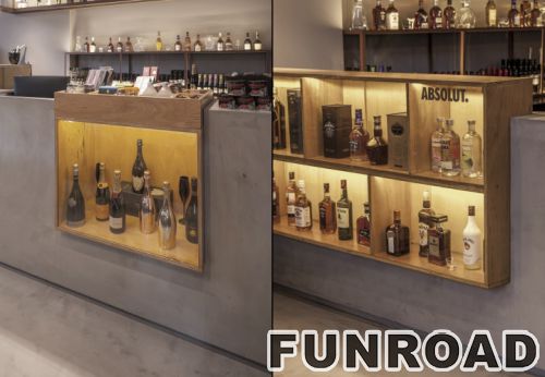 Wooden Retail Display Showcase for Wine Store Interior Decor