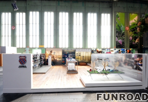 Unique sport shoes booth design and sneaker popup shop counter design