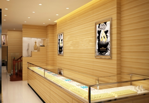 Wooden Jewellery Brand Store Display Showcase with Glass Cabinet