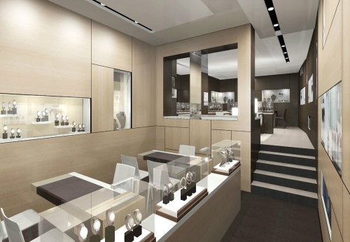 Funroad provide free 3D watch shop interior design and wooden display counter showcase