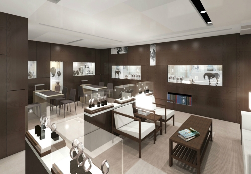 Funroad provide free 3D watch shop interior design and wooden display counter showcase