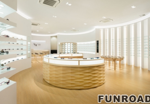Quality Wood Circle Optical Display Counter with Glass Cabinet