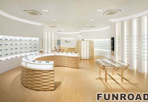 Quality Wood Circle Optical Display Counter with Glass Cabinet