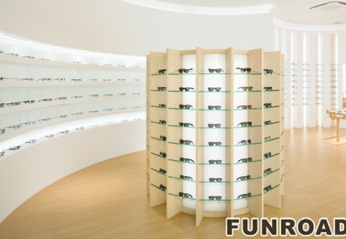 Quality Wood Circle Optical Display Counter with Glass Cabinet