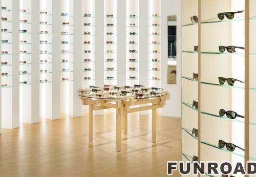 Quality Wood Circle Optical Display Counter with Glass Cabinet