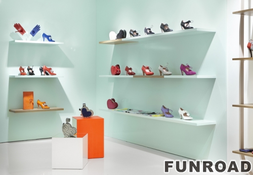 Wooden Shoes Display Rack for New Open Store Interior Design