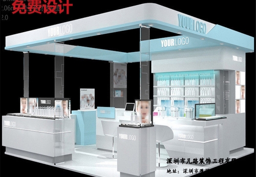 Custom cosmetics display cabinet wood paint color makeup display cabinet