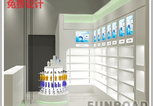 Custom cosmetics display cabinet wood paint color makeup display cabinet