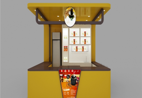 Manufacture milk teak / cold driniks kiosk design with floor plan layout and 3D drawings