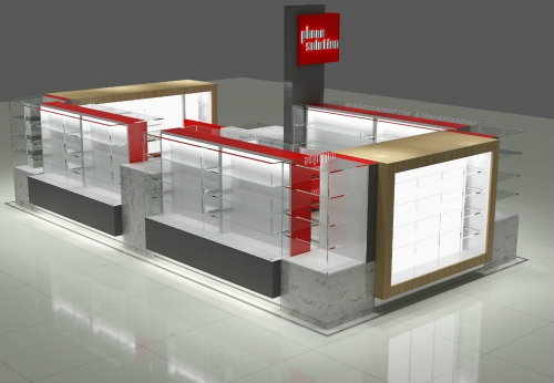 Factory direct sale mobile phone kiosk with glass phone cases display counter