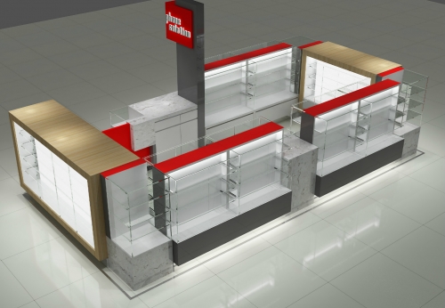 Factory direct sale mobile phone kiosk with glass phone cases display counter