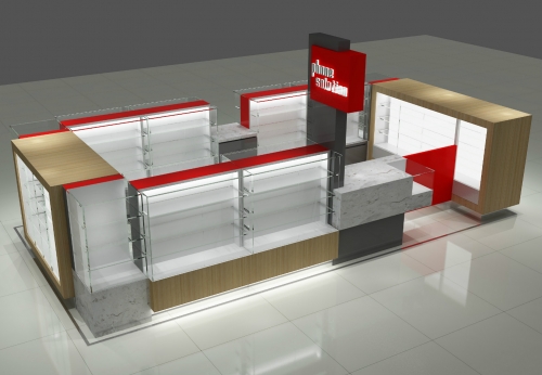 Factory direct sale mobile phone kiosk with glass phone cases display counter