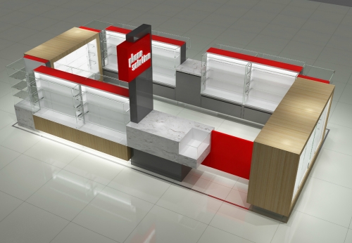 Factory direct sale mobile phone kiosk with glass phone cases display counter