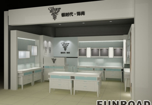 Silver Jewelry Display Showcase for Brand Store Furniture