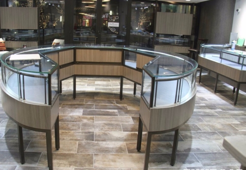 Customized glass jewellery display counter brand jewellery showroom design