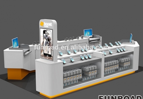Fashion shopping mall steel baking paint mobile phone kiosk
