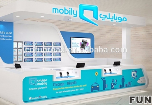 Blue Paint Wooden Mobile Phone Display Showcase for Phone Retail Store