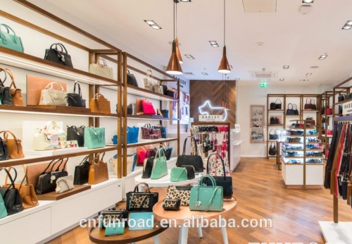 Handbag shop furniture with bag display counter and shelf