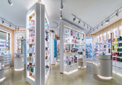 Glass Pharmacy Showcase Shelf for Retail Drug Store Furniture