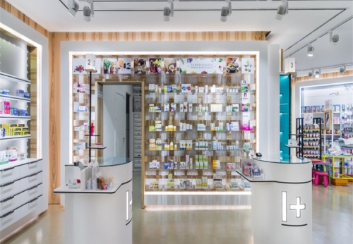 Glass Pharmacy Showcase Shelf for Retail Drug Store Furniture