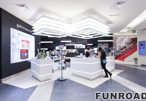 Modern Wooden Cosmetic Display Showcase for Makeup Shop Design | Funroadisplay