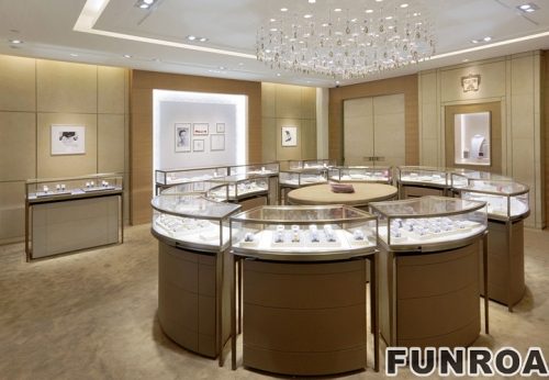 Wooden Display Counter with Glass Cabinet for Jewelry Display