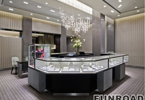 Customized Jewelry Display Counter with Glass Cabinet