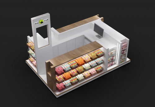 3D Drawing Portable Quality Food Kiosk for Candy Shop Display