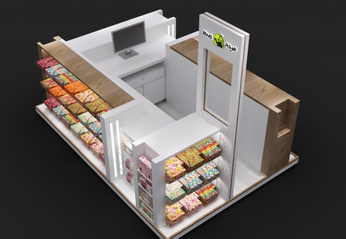 3D Drawing Portable Quality Food Kiosk for Candy Shop Display