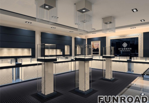 Several domestic high-end jewelry display cases and display counter design and production renderings