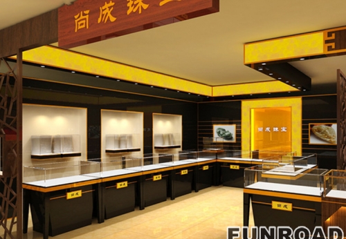 Several domestic high-end jewelry display cases and display counter design and production renderings