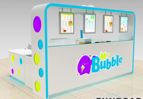 China factory shopping mall indoor bubble tea kiosk design 3D plan