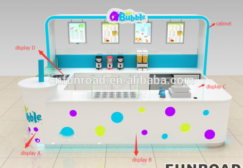 China factory shopping mall indoor bubble tea kiosk design 3D plan